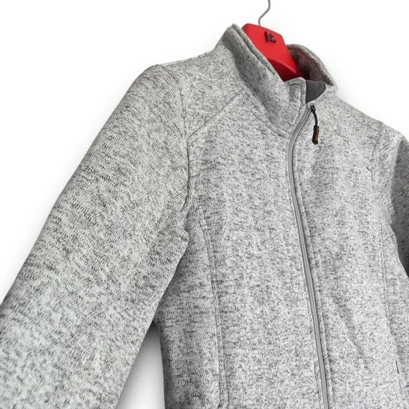 TrailCrest Full-Zip Fleece Jacket Speckled Gray Size L Pockets Cozy Mock Neck - Picture 2 of 9